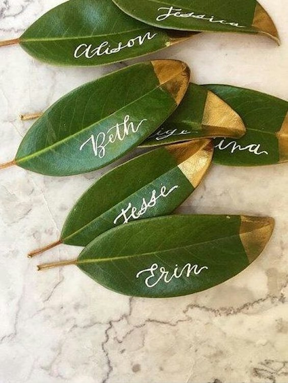Golden Leaf Name Cards