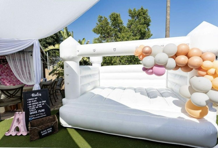 White Bounce Castle with Decoration Hooks