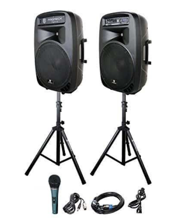 PA System 2-Speakers with Corded Microphone