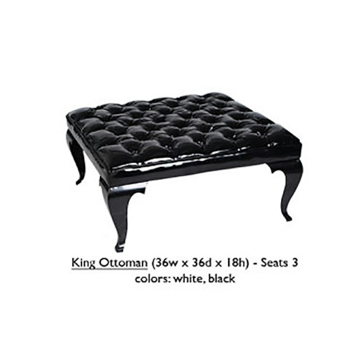 High Gloss Black Tufted Ottoman