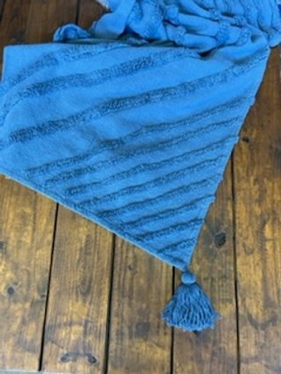 Blue Fringe Blanket