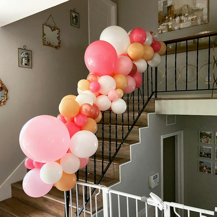 Organic Balloon Garland POOL AREA railing