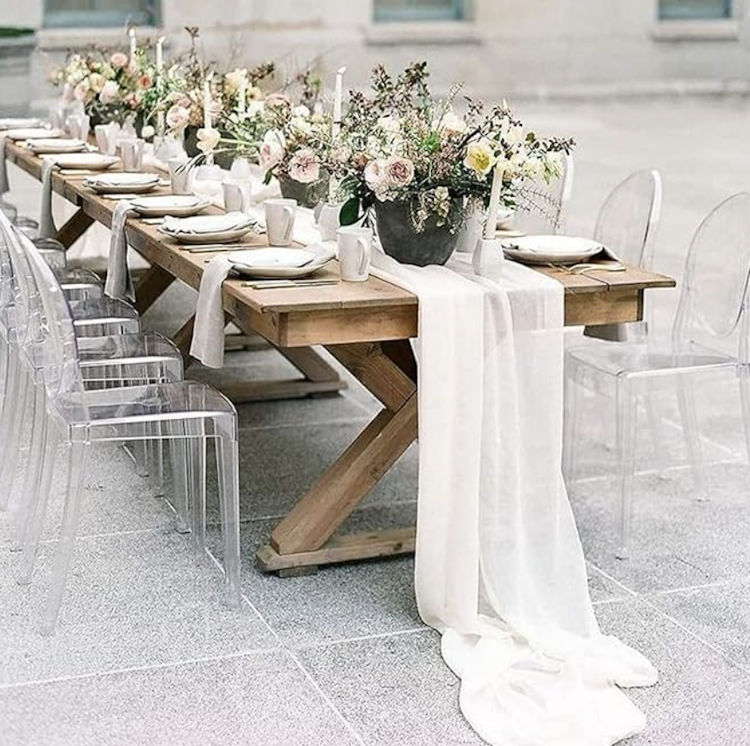 White Chiffon Table Runner