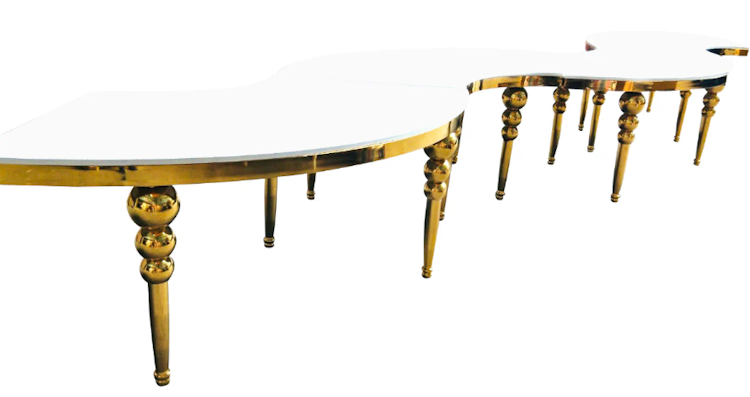 Dubai Serpentine Table White and Gold