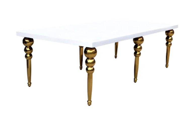 Hollywood Table White and Gold