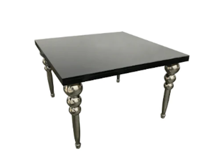 Hollywood Table Black and Silver 4′