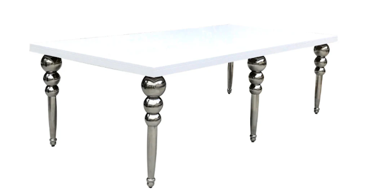 Hollywood Table White and Silver