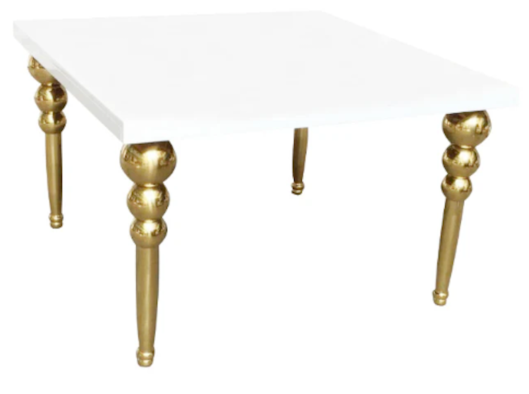 Hollywood Table White and Gold  4′