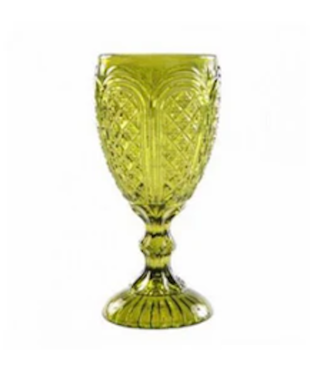 Carousel Green Goblet Glass