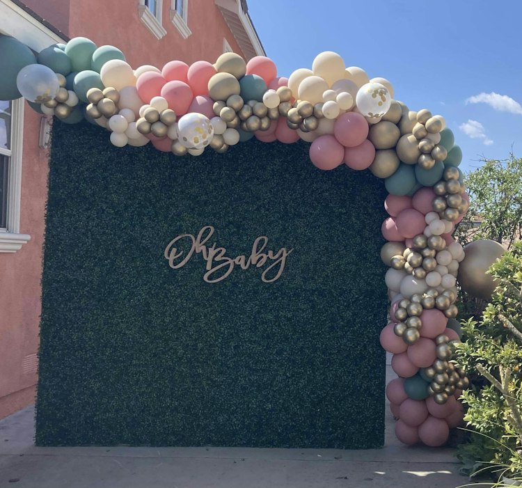 Hedge Backdrop with Balloons