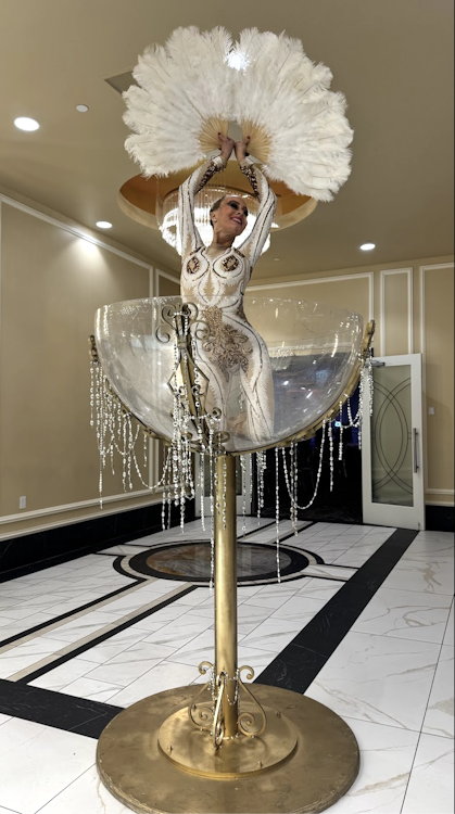 Feather Fan Burlesque Performer