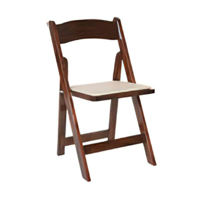 Brown Wood Folding Chair with Cushion