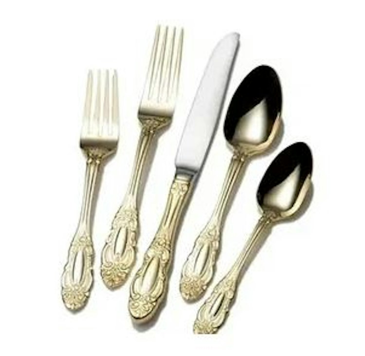 Silverware Set Gold Brushed Embroidery