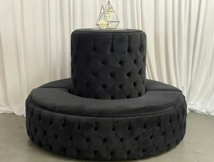 Tufted Black Velvet Sombrero Lounge Set
