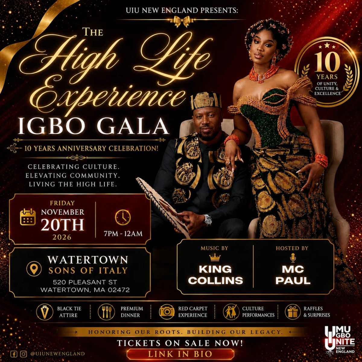 The High Life Experience Igbo Gala: 10 year Anniversary at Watertown Sons of Italy on Nov 20, 2026