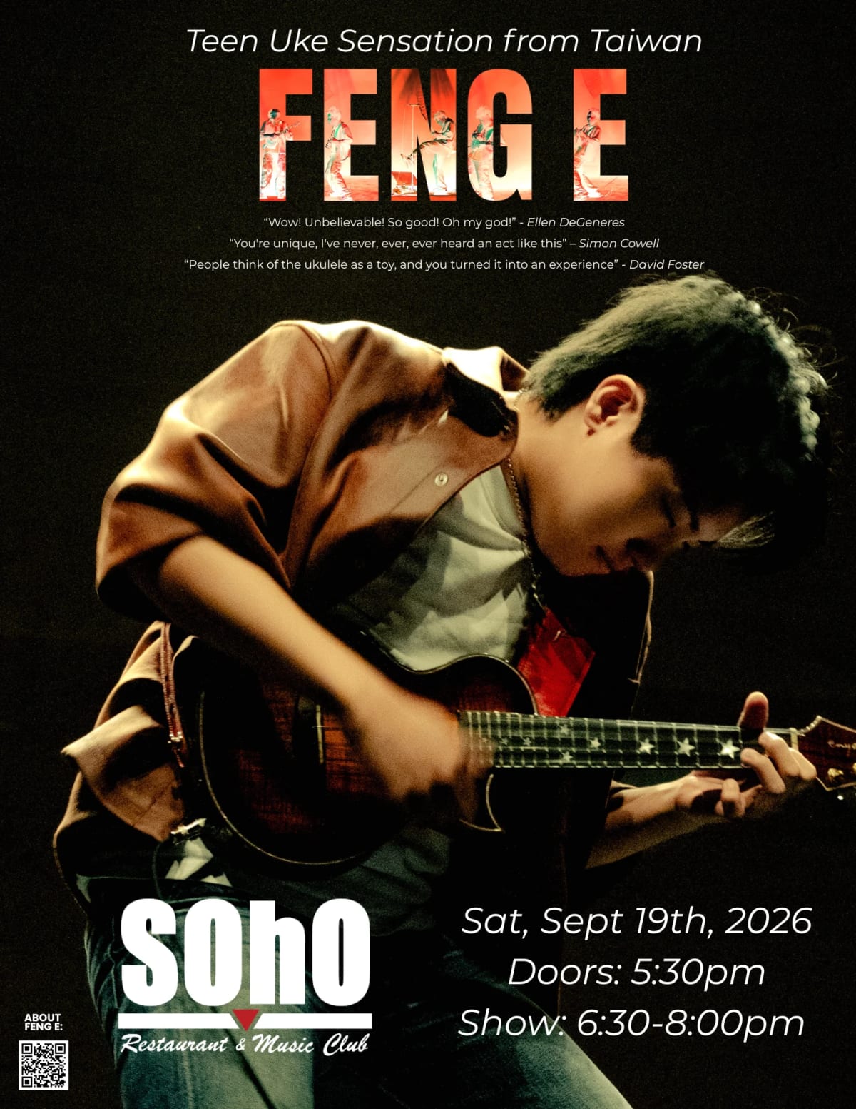 Feng E - Teen Ukulele Sensation at SOhO Restaurant & Music Club on Sep 19, 2026