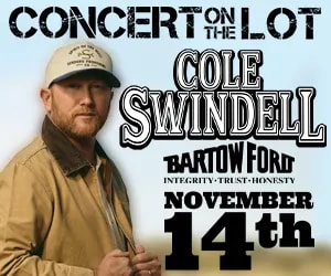 Concert on the Lot featuring Cole Swindell at Bartow Ford on Nov 14, 2026