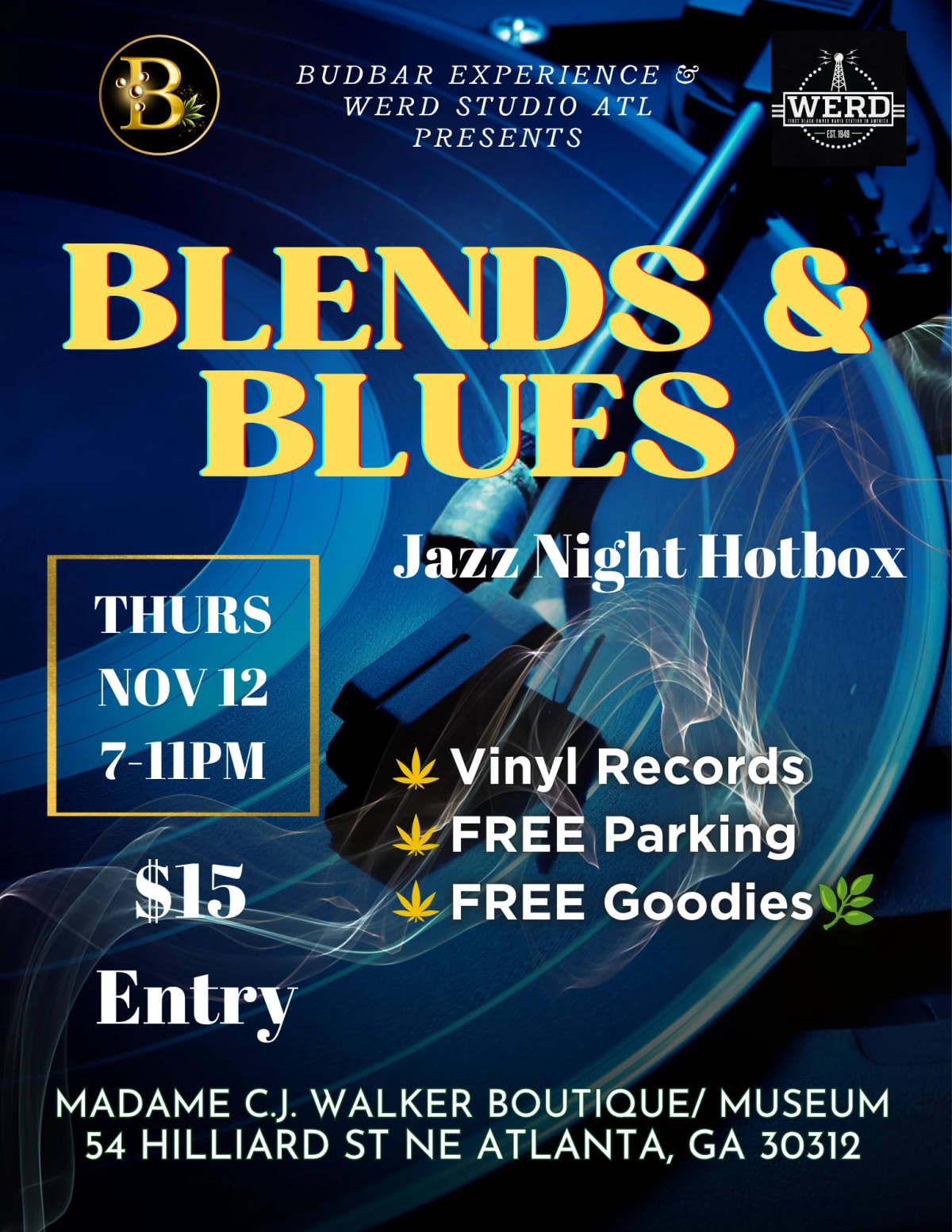 Blends & Blues Jazz Night Hotbox at 54 Hilliard St NE on Nov 12, 2026