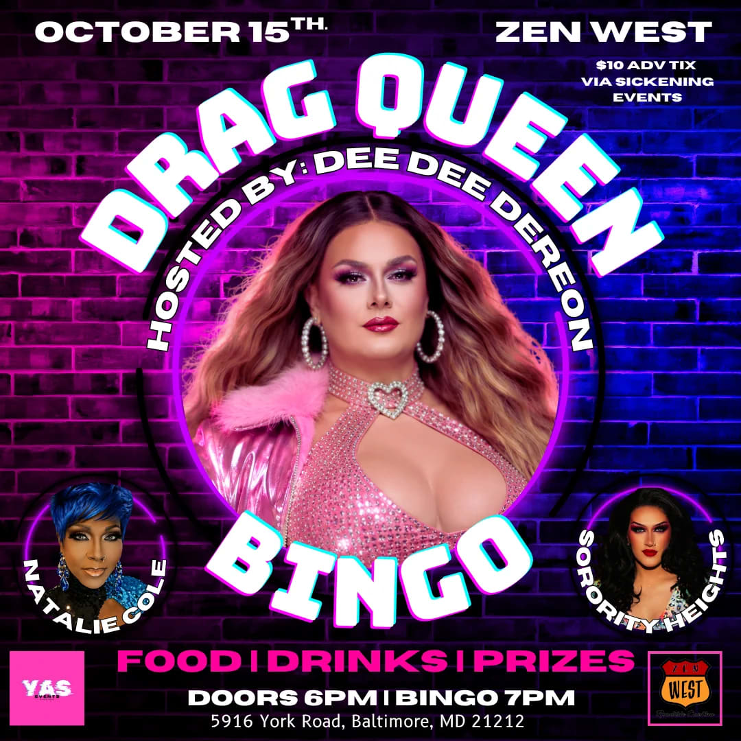 Zen West Drag Queen Bingo at Zen West on Oct 15, 2026