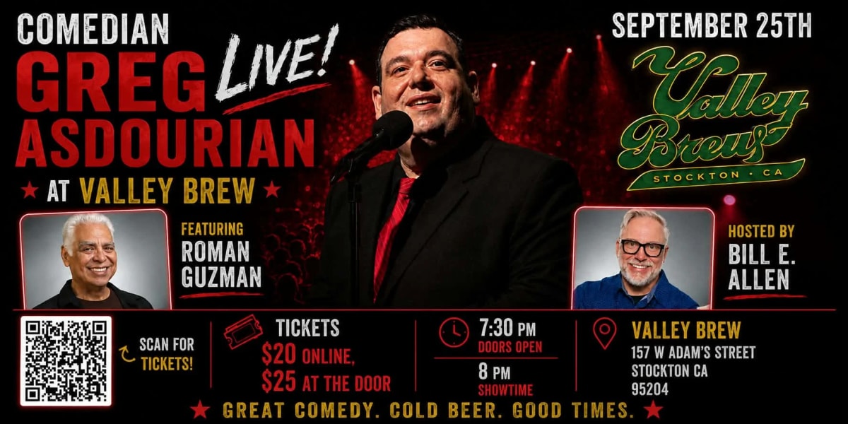 Greg Asdourian Live at Valley Brew! at Stockton on Sep 25, 2026