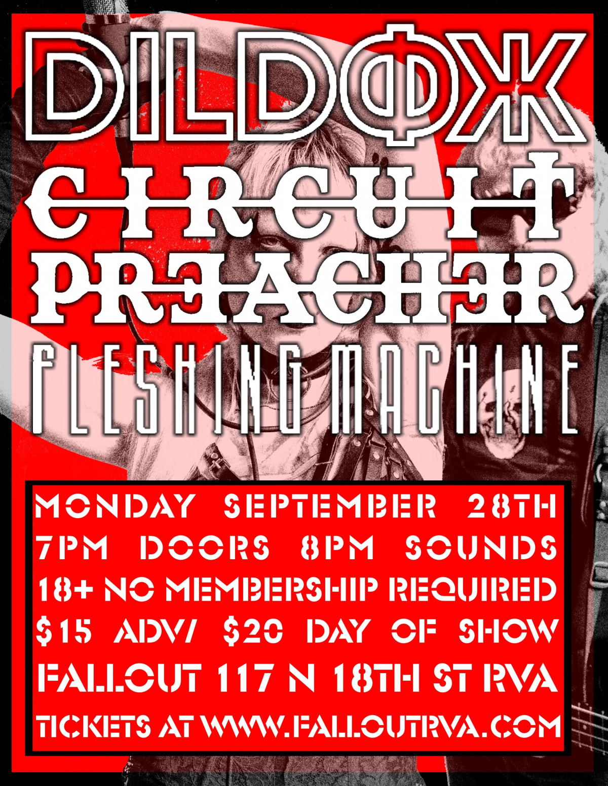 Dildox, Circuit Preacher & Fleshing Machine at Fallout on Sep 28, 2026