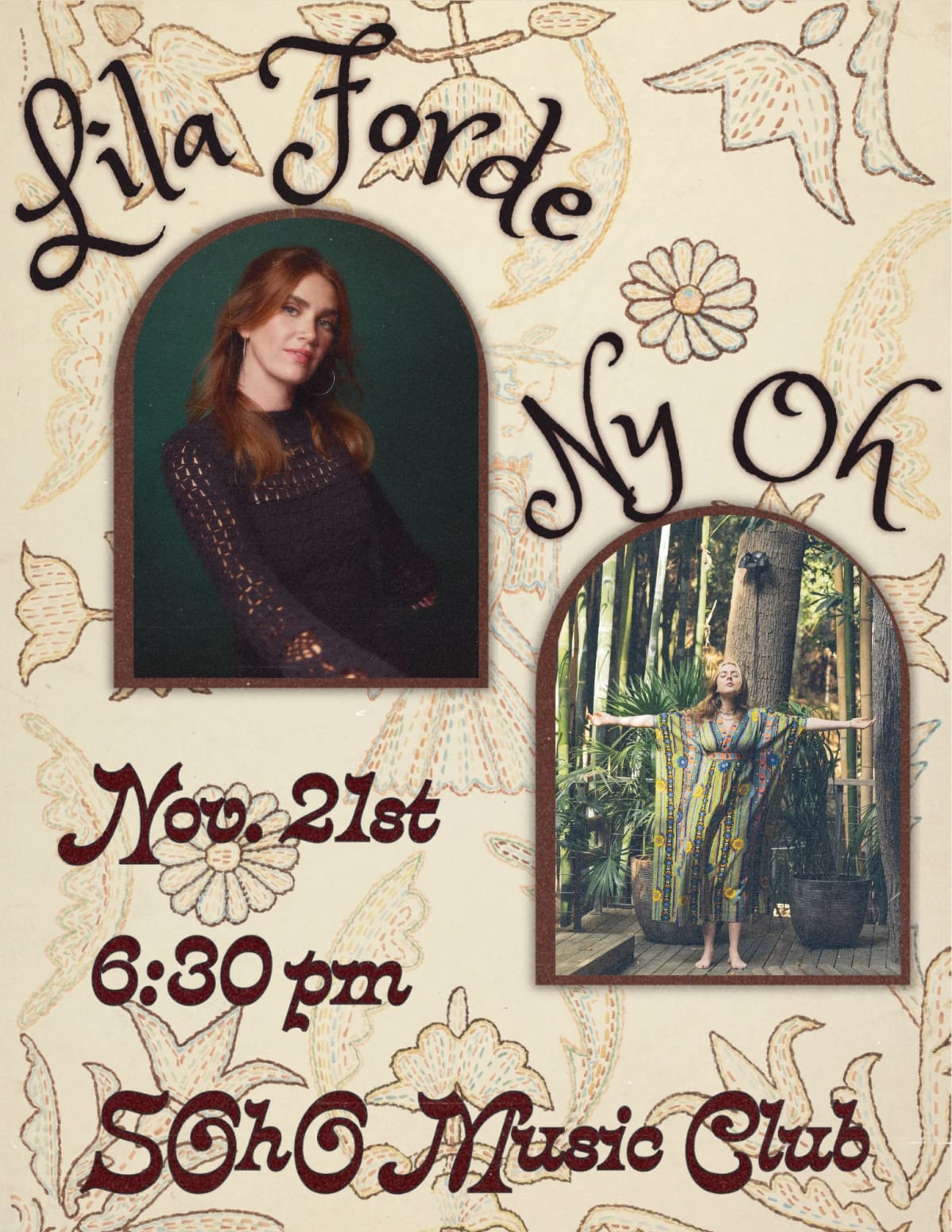 Lila Forde and Ny Oh at SOhO Restaurant & Music Club on Nov 21, 2026