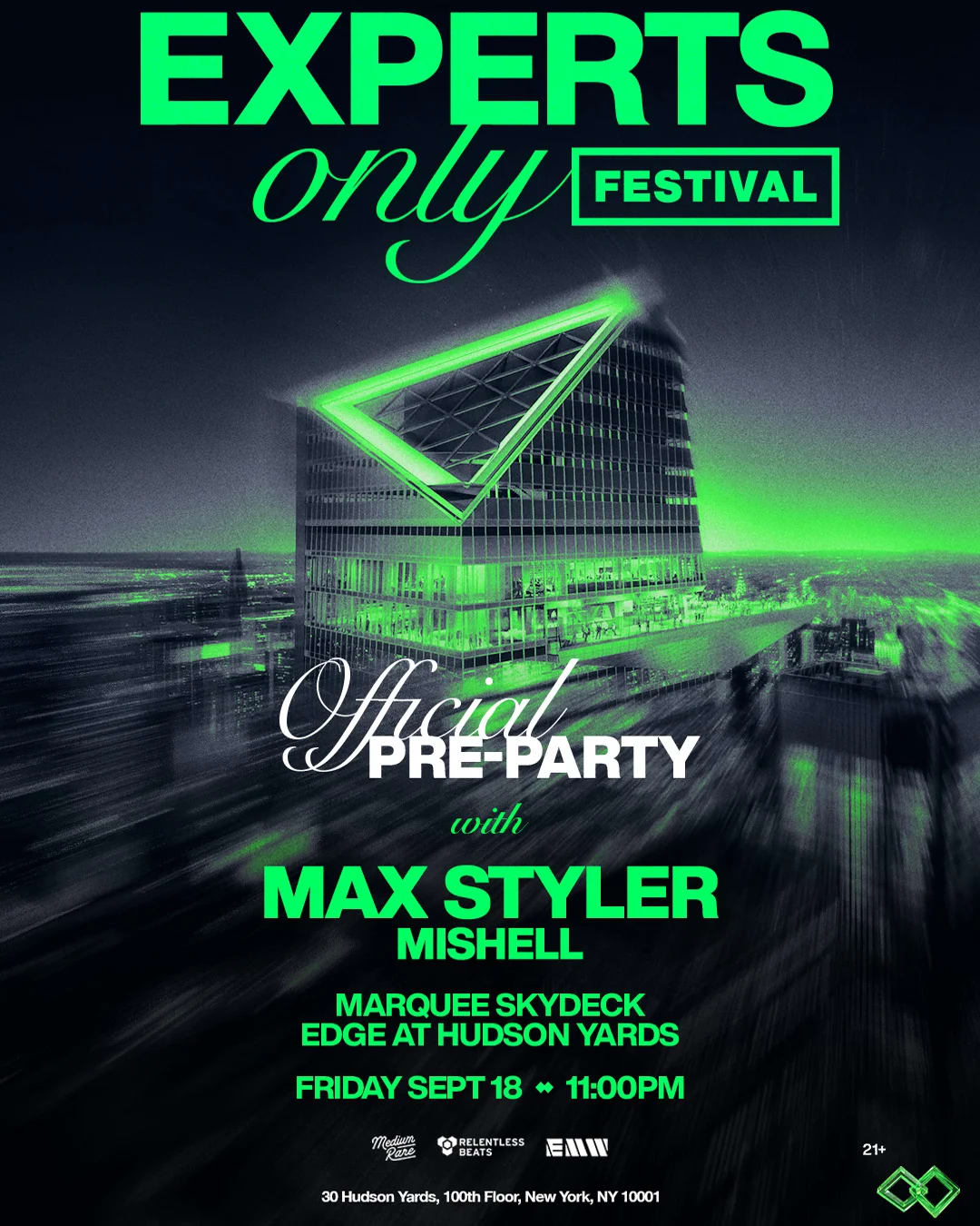 Max Styler - Experts Only Festival Official Pre-Party at Marquee Skydeck on Sep 18, 2026