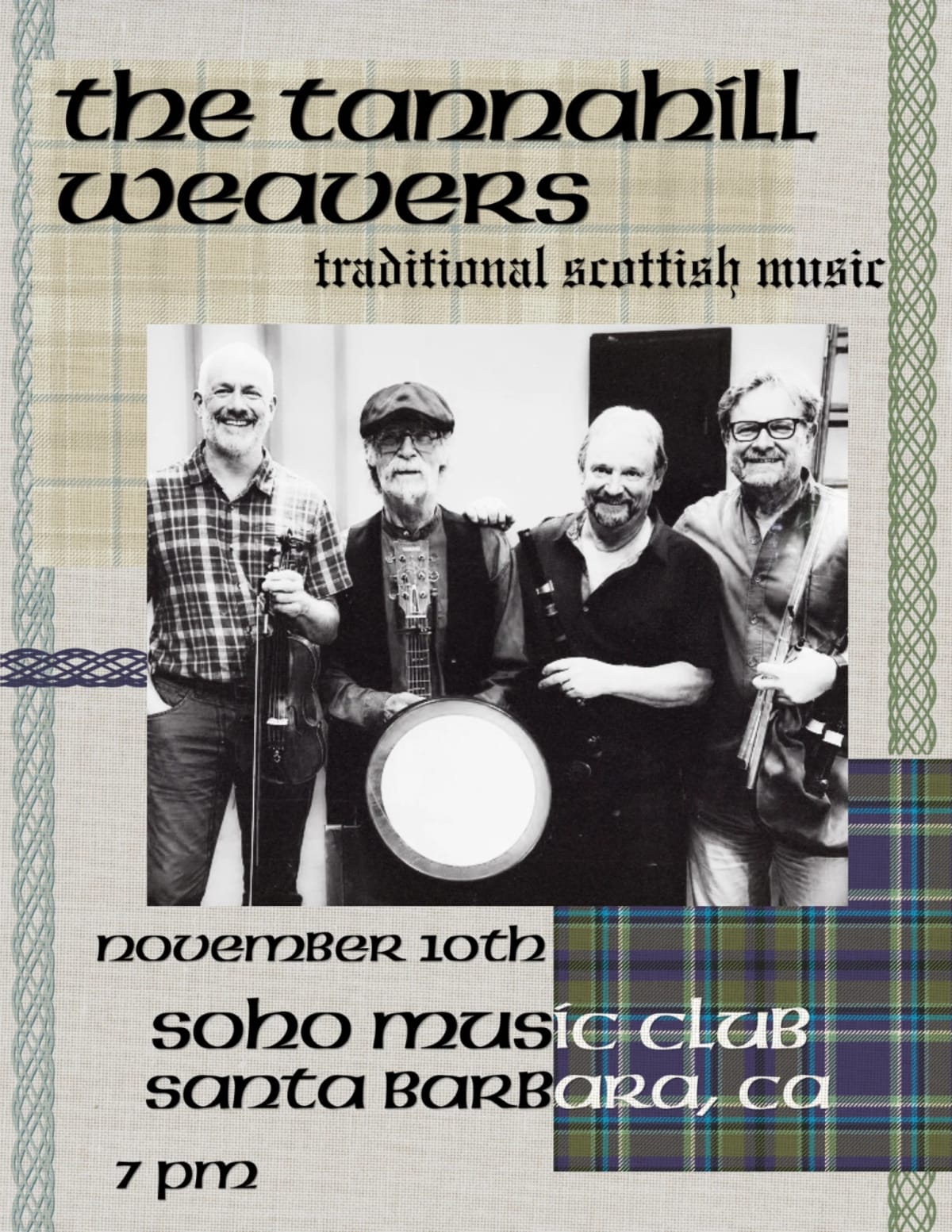 The Tannahill Weavers at SOhO Restaurant & Music Club on Nov 10, 2026