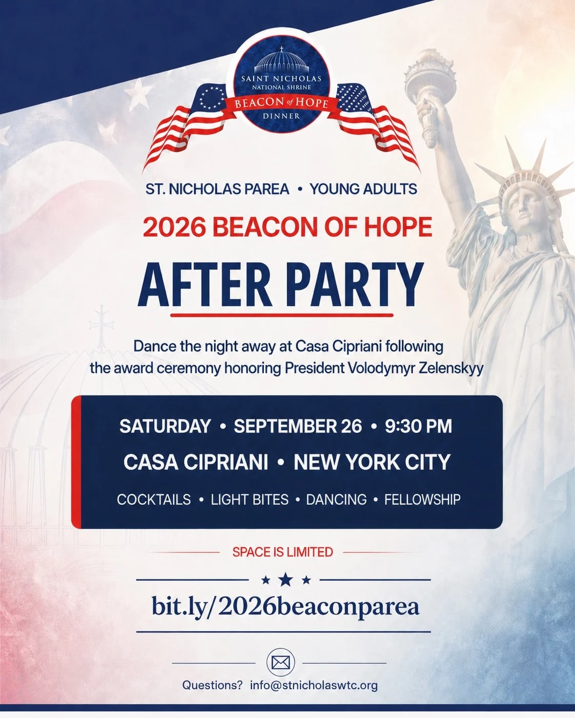 Saint Nicholas Beacon of Hope Dinner After Party 2026 at Casa Cipriani New York on Sep 26, 2026