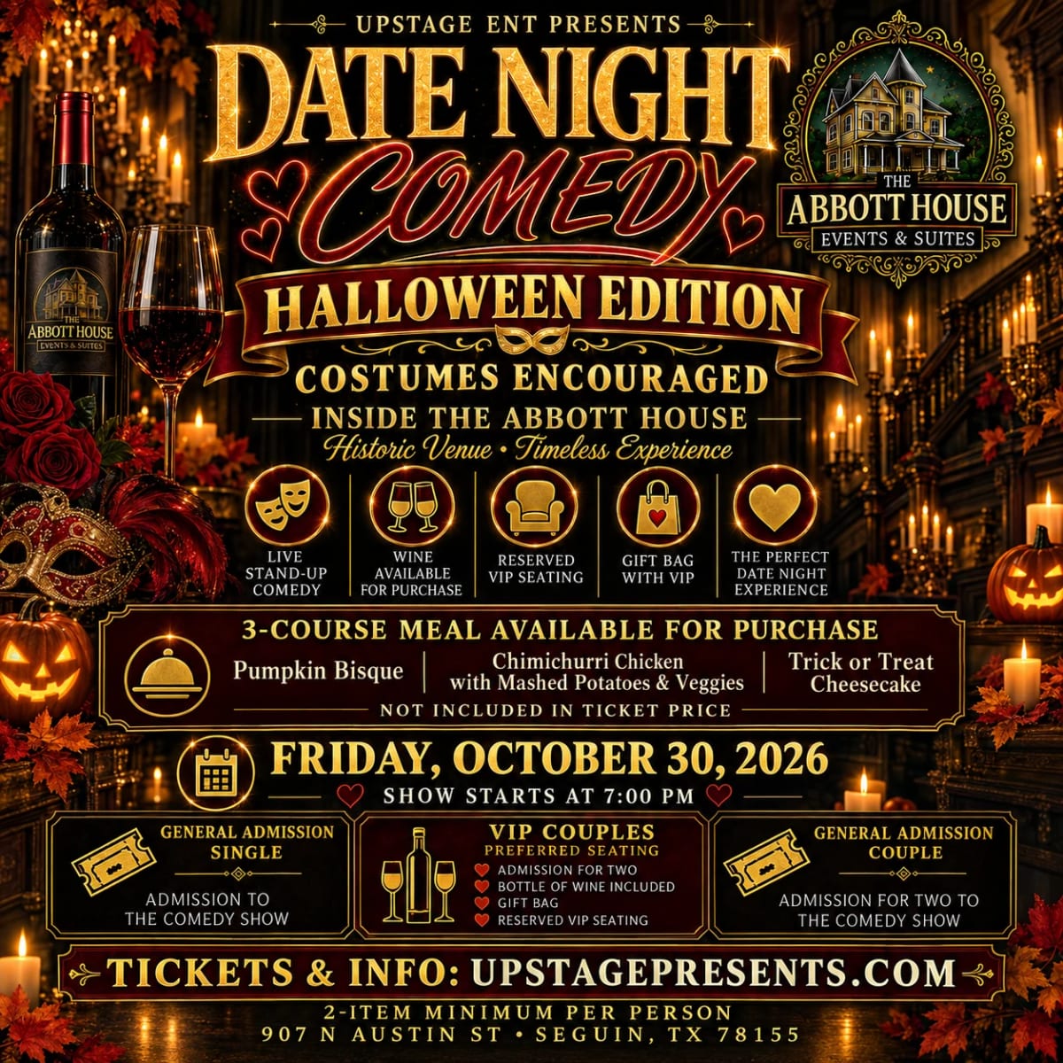 Date Night Comedy at The Abbott House at The Abbott House on Oct 30, 2026