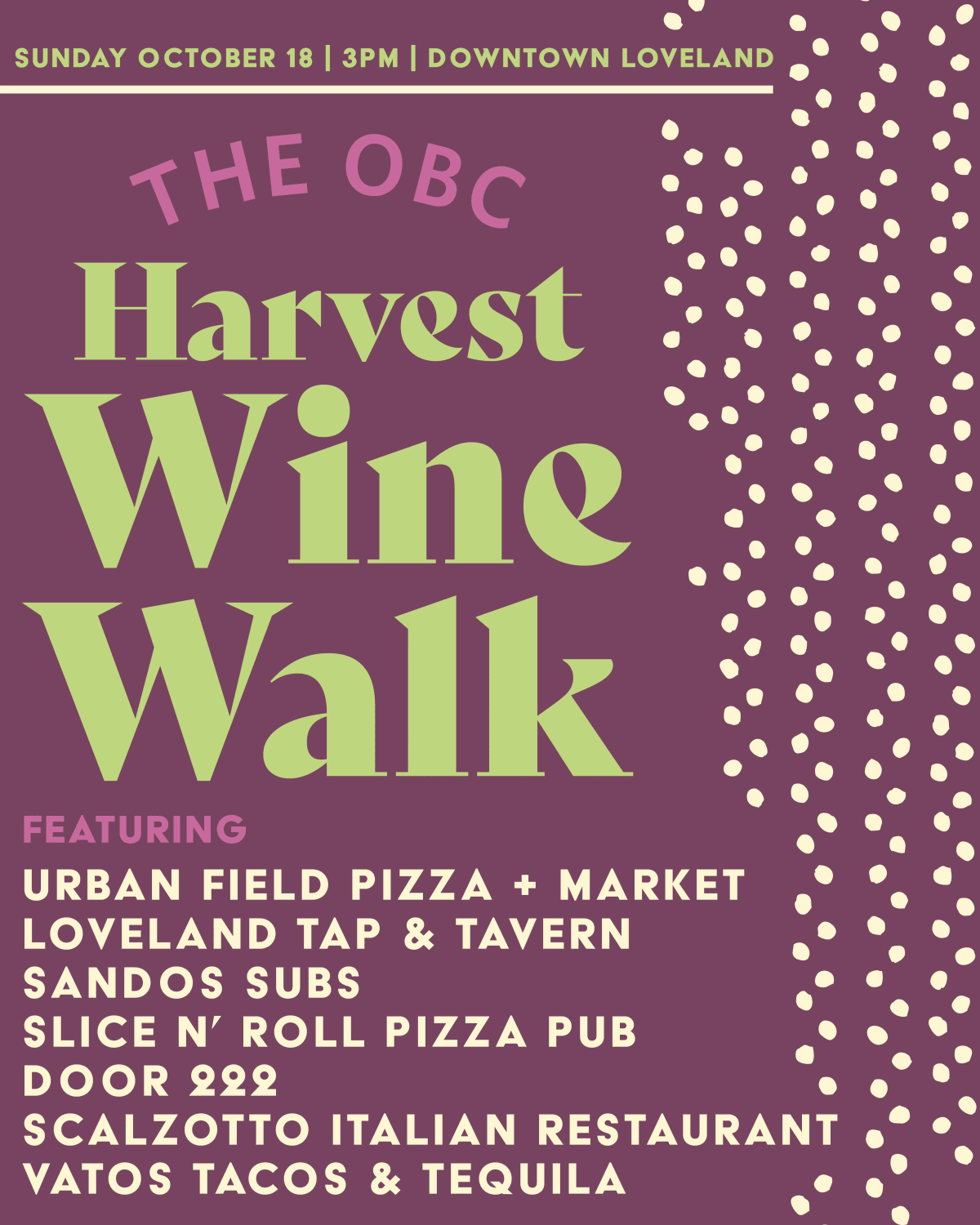 OBC Harvest Wine Walk at Downtown on Oct 18, 2026
