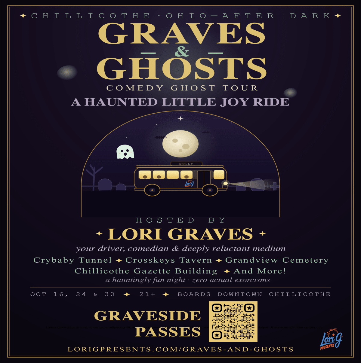 Graves & Ghosts Comedy Bus Tour - October 16, 2026 on Oct 16, 2026