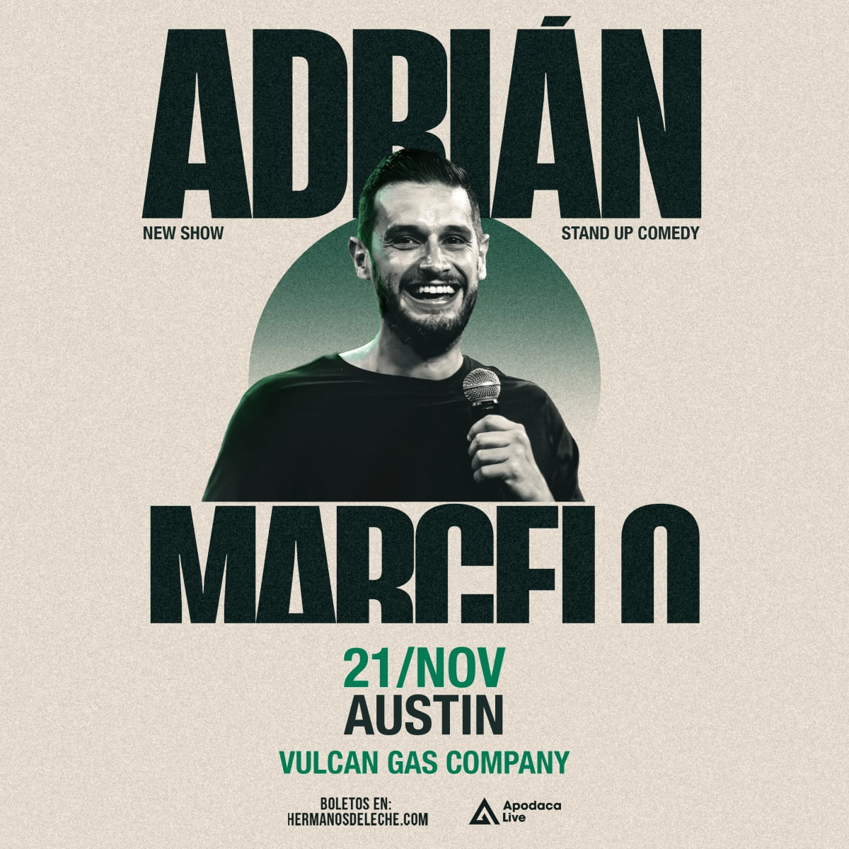 Adrian Marcelo Live at Vulcan Gas Company at Vulcan Gas Company Parking on Nov 21, 2026