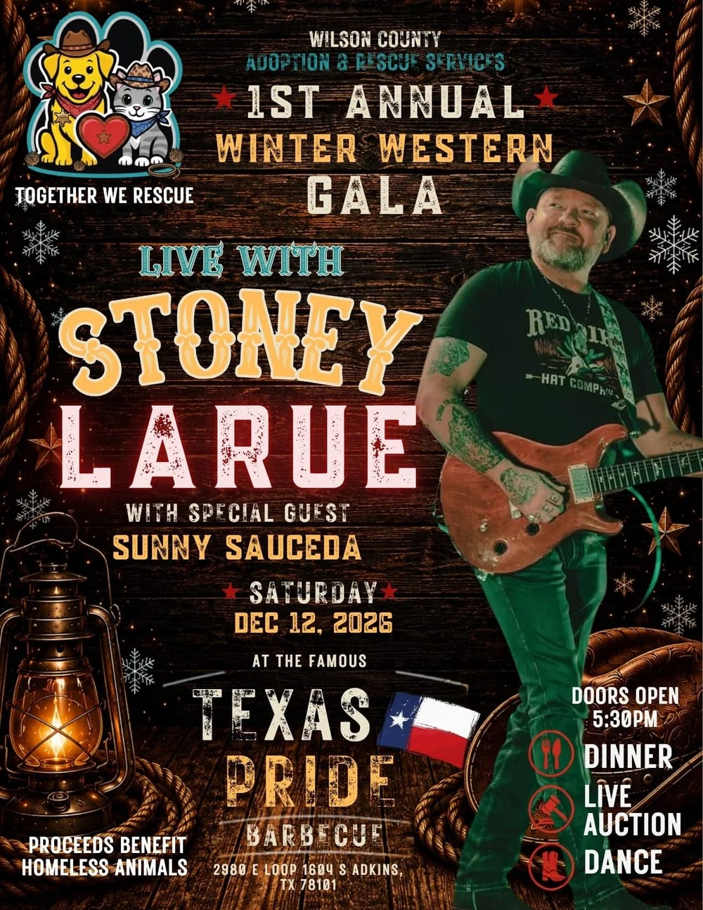 STONEY LARUE w/ Sunny Sauceda | Wilson County Adoption & Rescue Services 1st Annual Winter Western Gala at Texas Pride…