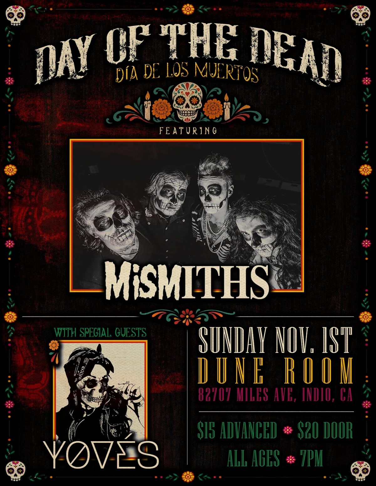 Day of the Dead: MISMITHS w/ Special Guests Yovés at Dune Room on Nov 1, 2026