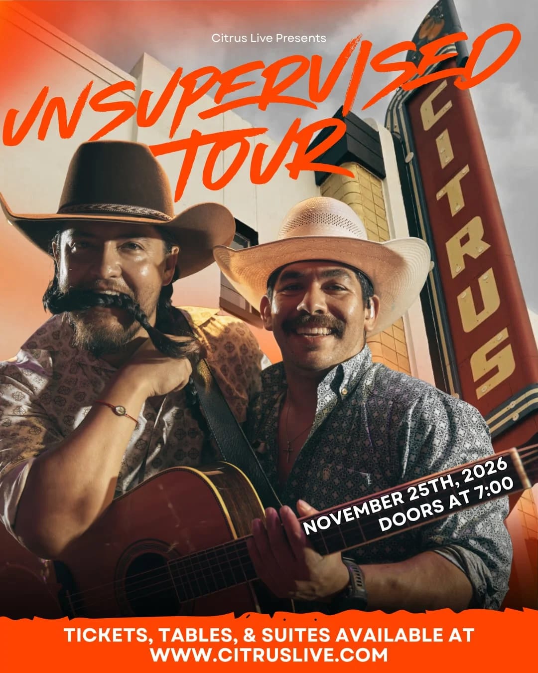 Southern Ashes & Rustic Rose: Unsupervised Tour at The Citrus Live on Nov 25, 2026