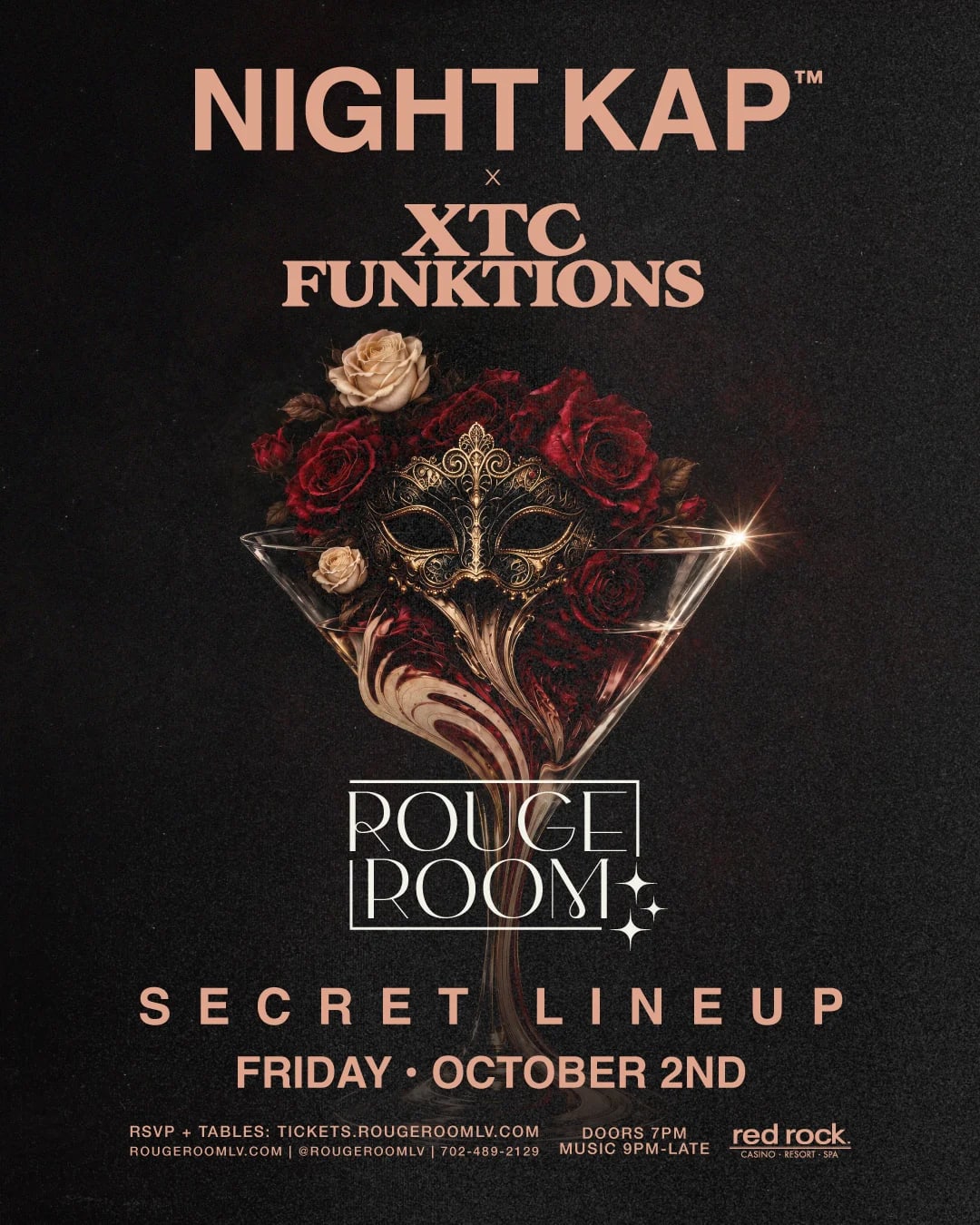 Night Kap x XTC Functions: Secret Lineup at Rouge Room on Oct 2, 2026