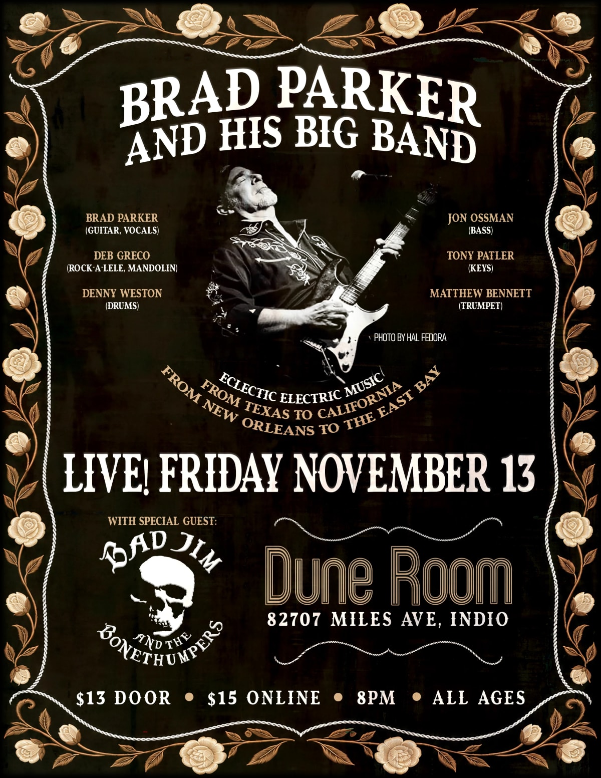 BRAD PARKER AND HIS BIG BAND w/ Bad Jim and The Bonethumpers at Dune Room on Nov 13, 2026