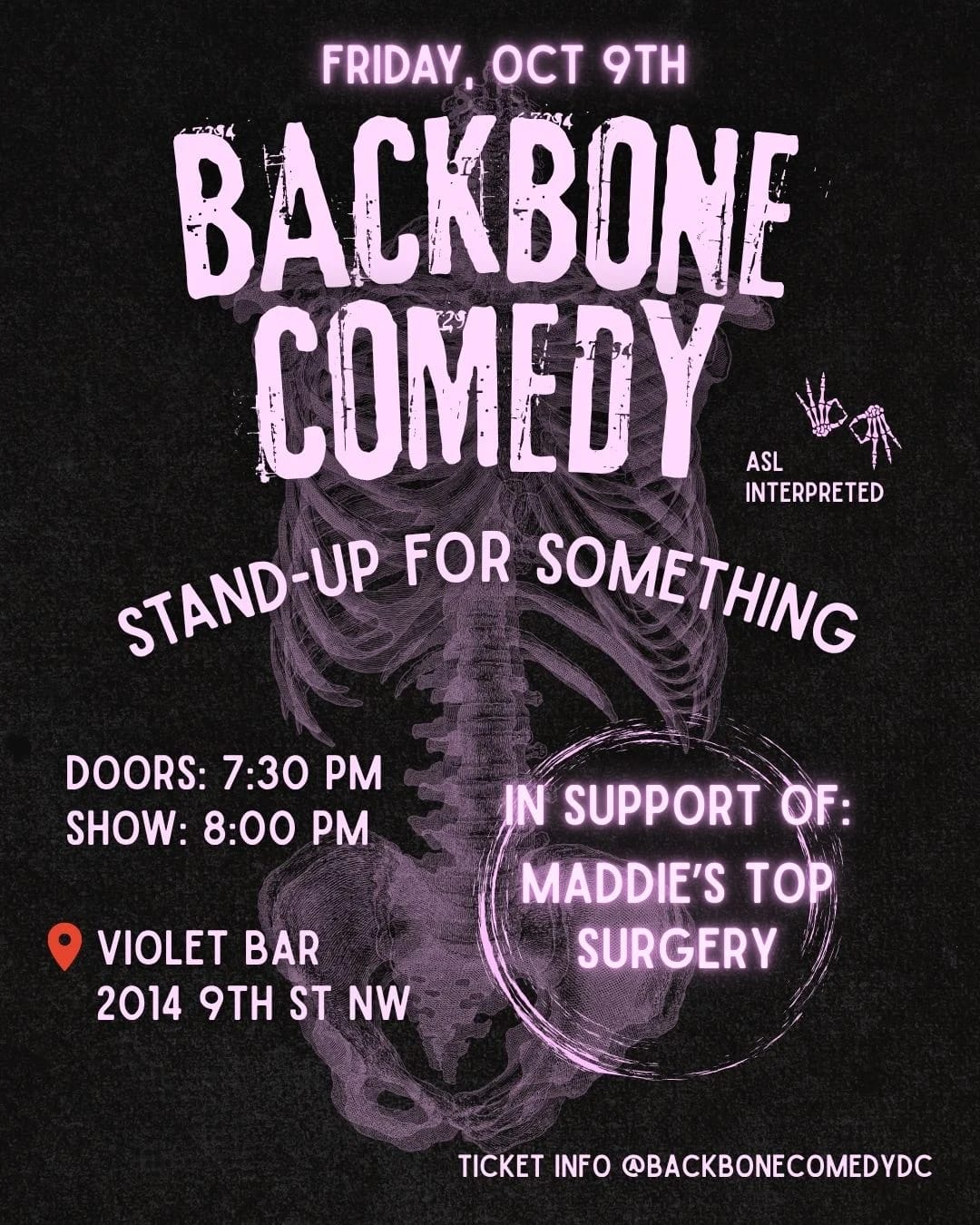 Backbone Comedy Show at Violet Bar DC on Oct 9, 2026