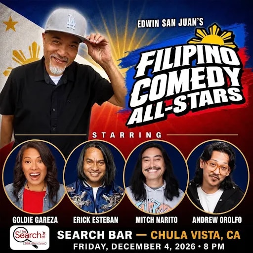 Filipino Comedy All-Stars : Live in Chula Vista, CA at The Search Bar & Restaurant on Dec 4, 2026