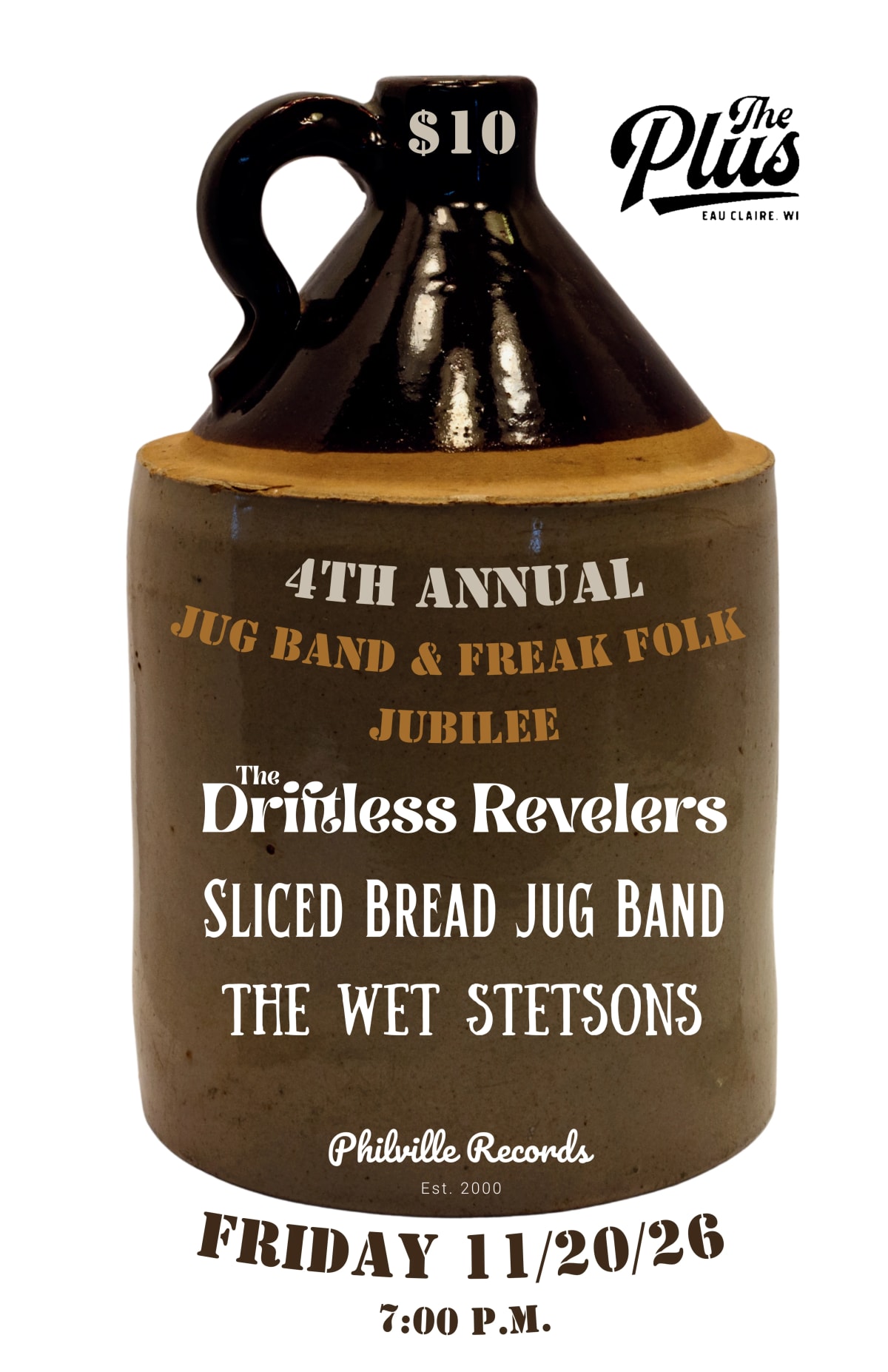 The 4th Annual Jug Band & Freak Folk Jubilee! at The Plus on Nov 20, 2026