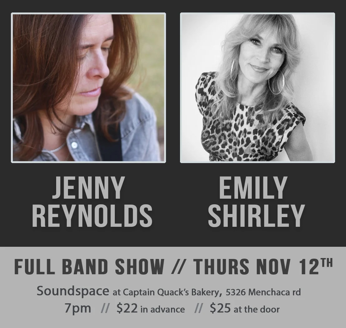 Jenny Reynolds + Emily Shirley @ Quack's at Soundspace at Captain Quack's on Nov 12, 2026