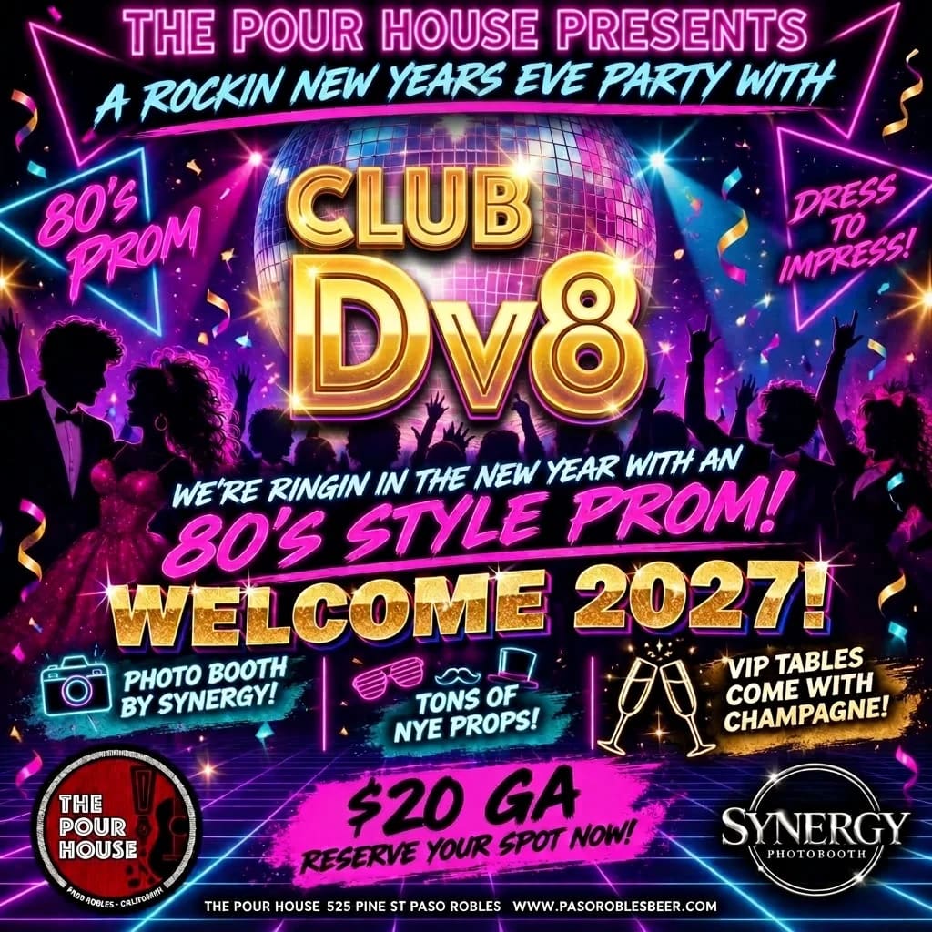 NYE BASH w/ CLUB DV8 at THE POUR HOUSE- 80'S PROM STYLE! at The Pour House on Dec 31, 2026