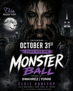 Monster Ball- NYC Best Halloween Party @ Elsie Rooftop & Penthouse 10/31
