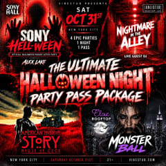 The Ultimate Halloween Night Party Pass Package! One Ticket with FOUR parties - Saturday 10/31