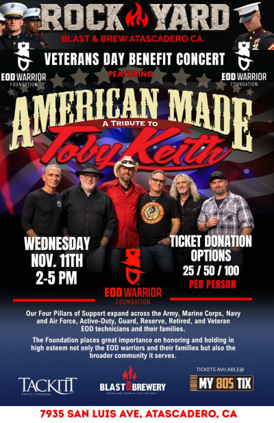 Veterans Day EOD Foundation Benefit with American Made: Toby Keith Tribute at THE ROCKYARD