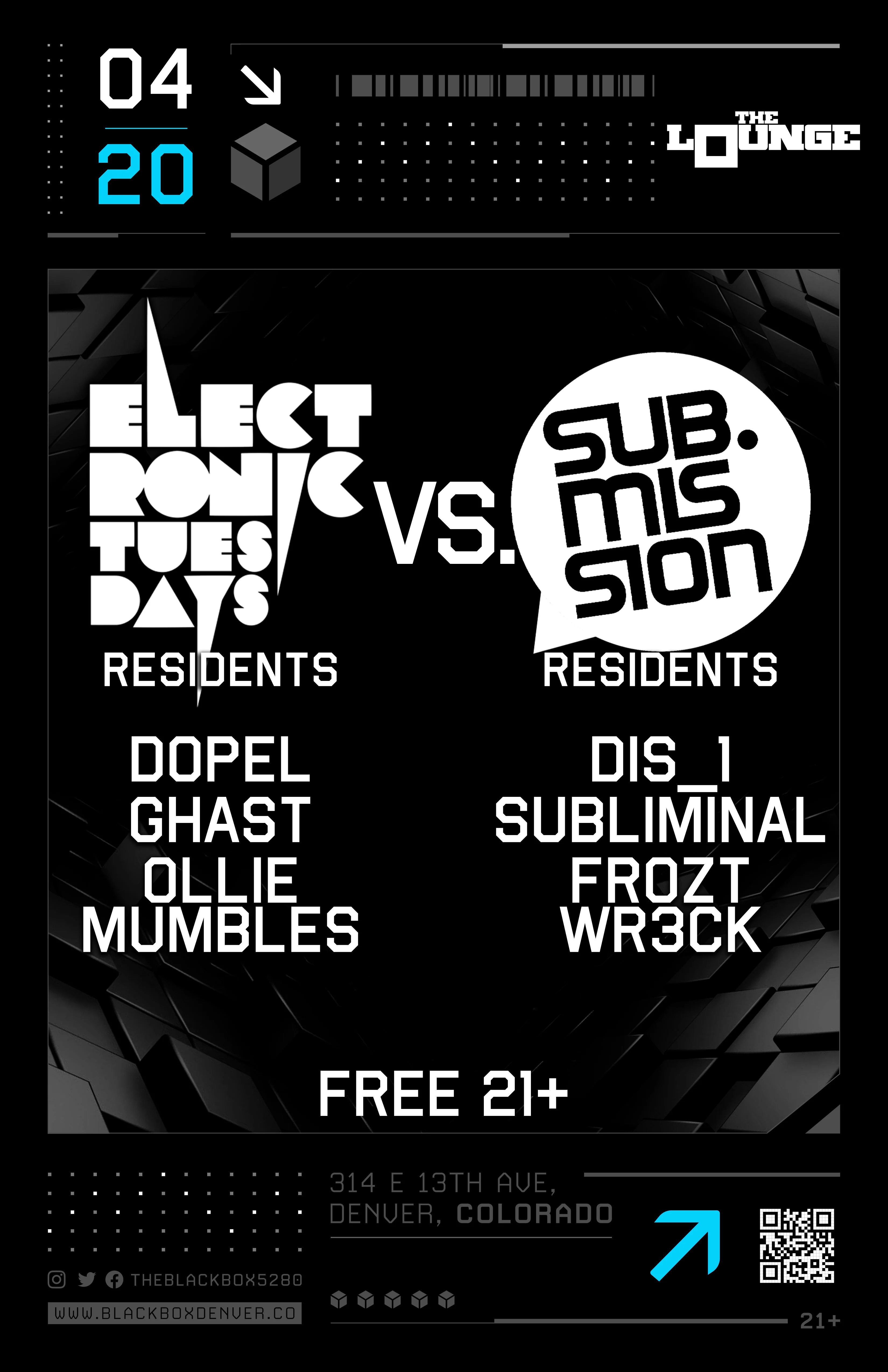 Electronic Tuesdays vs Sub.mission Residents (Free 21+)