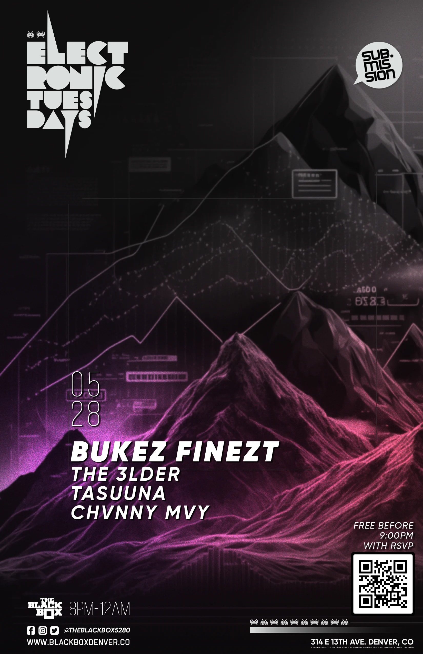 Sub.mission Electronic Tuesdays: Bukez Finezt w/ The 3lder, Tasuuna, Chvnny Mvy