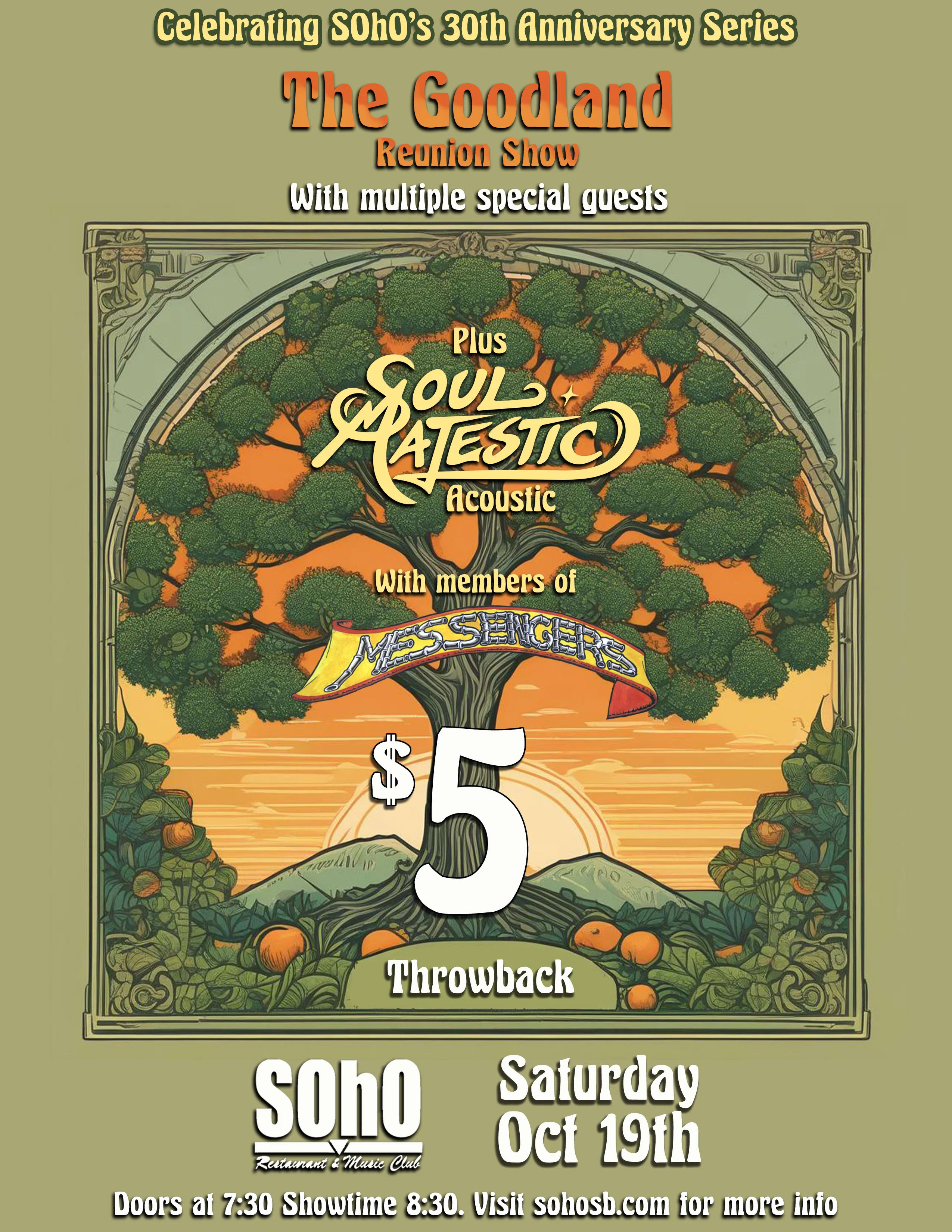 The Goodland Reunion Show with Soul Majestic (acoustic) & Special Guests: Celebrating SOhO's 30th Anniversary!