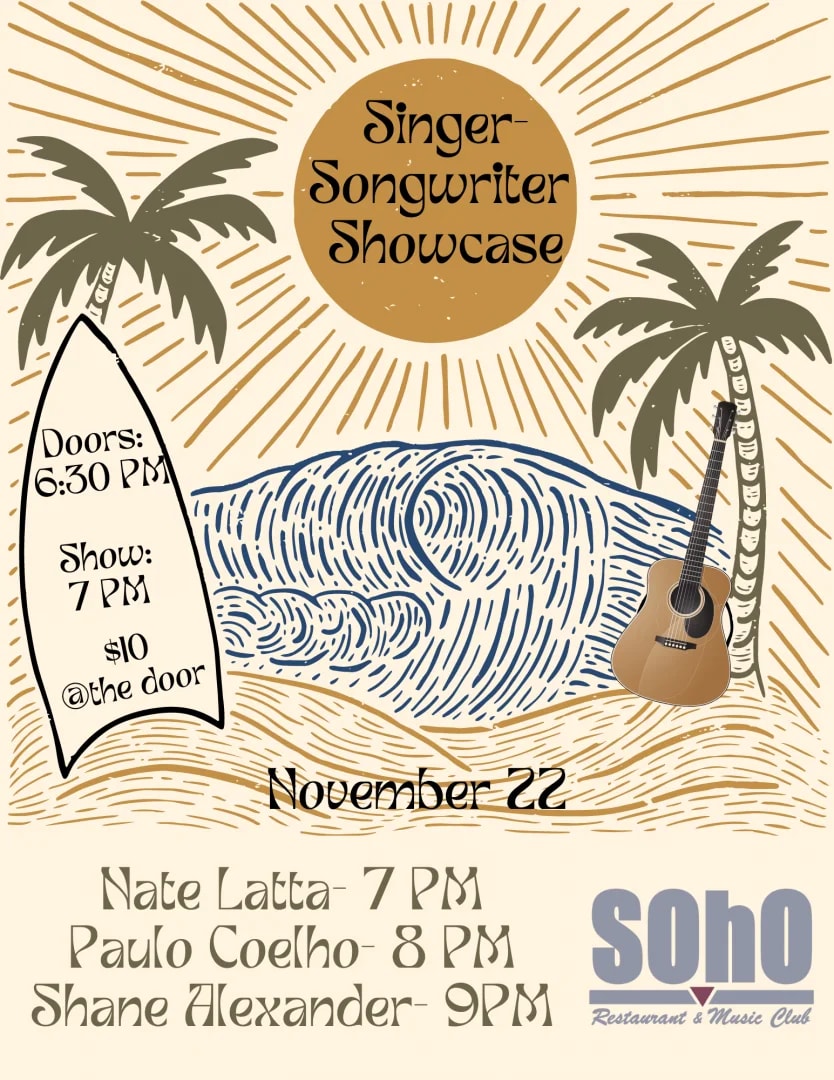 Singer Songwriter Showcase with Paulo Coelho, Nate Latta, & Shane Alexander